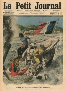 Megfullad a Mekong-zuhatagban, illusztráció a „Le Petit Journal”-ból, mellékelt illusztráció, 1910. július 31.